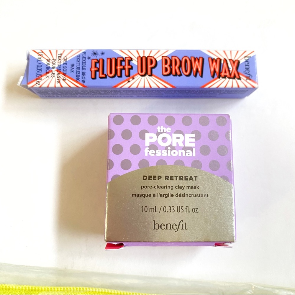 BENEFIT make pore decisions cosmetics toiletry bag fluff up brow wax clay mask - Picture 3 of 5